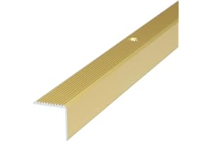 Dalsys Treppenkantenprofil Aluminium 100cm x 30mm x 30mm Bodenprofil für Treppenwinkel zum Schrauben Gold