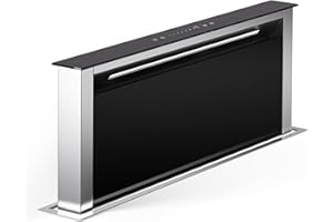 Klarstein Hotte Aspirante 75 cm, Hottes de Cuisine 2 en 1 à Aspiration Descendante, Débit d'Air de 576 m³/h, 8 Modes de Ventilation, Eclairage LED, Tactile, Hotte Aspirante de Cuisine Silencieuse