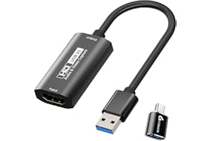 Guermok USB 3.0 Video Capture Karte mit PD 100W, 4K@30Hz Eingang, 1080P@60Hz & 2K@30Hz Aufnahme für Switch & PS Spiele auf Tablet & VR, Kompatibel mit PC, Laptop, Live Streaming