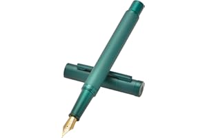 EROFA Hongdian Penna stilografica con pennino fine, design classico, set con converter e custodia in metallo, colore: verde scuro