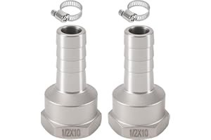 BEATIFIC 2 Stück Schlauchtülle Edelstahl, 10 mm Barb G1/2 Zoll Innengewinde Schlauchanschluss, 10mm x 1/2” IG Schlauchverschraubung mit Widerhaken, 304 Edelstahl Schlauchtülle für Wasser, Gas, Luft, Öl