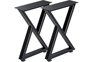 Toemics Table Legs Set of 2, 40cm Z Shape Height Metal Coffee Table Legs, Heavy Duty Industrial DIY Furniture Legs, Black Breakfast Bar Leg Desk Legs with Screws and Floor Protectors