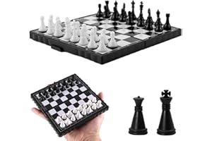 Dunkwckore Jeu D'échecs, Pliable Echiquier Magnetique, Portable Chess Board, Mini Échecs, Echequier, Portable de Voyage Plateau et Les Morceaux pour Enfants et Adultes, Echiquier Jouet Éducatif