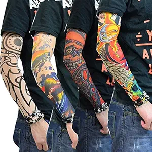 QUEERY Driving UV Sun Protection Tattoo Arm Sleeves for Dust and Pollution Protection - 1 Pair Random Design