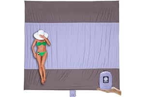 WEKAPO Beach Blanket - Sandproof Waterproof Extra Large Beach Mat | Oversized Sand-Free Lightweight Quick-Drying | Beach Vacation Essentials with Stakes & Corner Pockets (Purple, 7x7 FT)