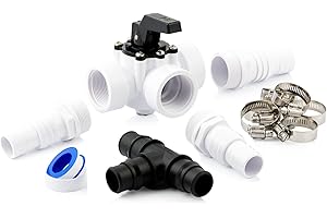 Zelsius Pool Bypass Set 12-teilig | Universal 3 Wege Ventil für Wärmepumpe Poolheizung Solarheizung | Absperrhahn Schlauchtüllen 32/38 mm Rohrschellen T-Stück Abdichtband