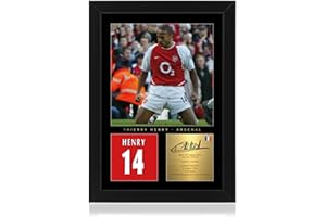 Win FC Photo encadrée Thierry Henry Henry A4 – Signature numérique reproduite – Cadeau pour les fans d'Arsenal
