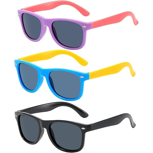 Lunettes De Soleil Pour Enfants - Lot De 2 Avec Protection UV400, Cadre En Silicone Pour Bébés, Garçons Et Filles