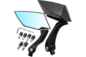 KATUR Motorcycle 8MM 10MM Handlebar End Mirrors Rear View Mirror Motorbike Black Edge Cut Blade Style Carbon Rear Mirrors for K awasaki S uzuki H onda V ictory C hopper