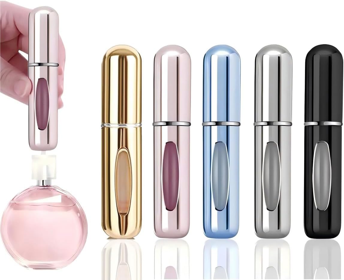 Rosiya Perfume Atomiser pack of 5pcs Perfume Travel Bottle, Refillable Perfume Spray Bottle Easy to Refill Empty Atomiser for Purse, Handbag, Pocket and Luggage.