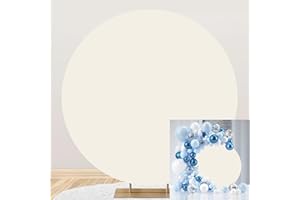 TTINCCEER Beige Sfondo Rotondo Solido Beige Cerchio Sfondo Copertura 200cm Festa di Compleanno Decorazione Fotografia Sfondo per Baby Shower Sposa Battesimo Torta Tavolo Banner Photo Booth Oggetti di Scena