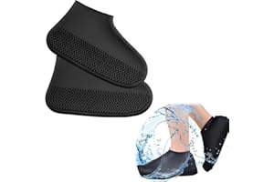 AEIOPRS 1 para silikonowych ochraniaczy na buty, wodoodporne, silikonowe nakładki na buty, wielokrotnego użytku, antypoślizgowe ochraniacze na buty, na deszcz, błotniste ulice, dla dorosłych, czarne