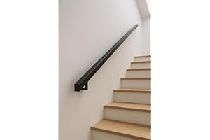 FERMEG Corrimano in Ferro Nero Opaco, Sezione 40x40 mm, Supporti e Tasselli Inclusi, Lunghezze 50-400 cm (Nero Opaco, 240 cm)