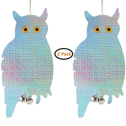 Neibo Vogelscheuche, Vogelschreck, Doppelseitig reflektierendes Vogelabwehr-Eule zur Abwehr von Vögeln, Rehen und anderen lästigen Tieren (2Stück)