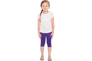hi!mom Girls Cropped Leggings 3/4 Lenght - Cotton Basic Opaque Stretchy Dance Sport School Summer Capri Leggings - Pants for Kids Leggings