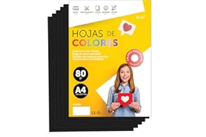 Buntes Papier A4 80g für Drucker & Basteln, Farbige Blätter für Kinder, Kreativprojekte, Karten & Schule M-office (50 Blatt, Schwarz)