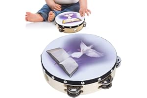 ZHUOLONG Tambourines For Adults,Tambourine Double Row Metal Jingle Handheld Percussion For Church Party(25cm)