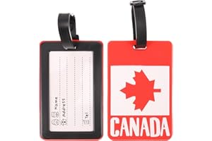 PACKOVE Lot de 2 étiquettes de bagage avec drapeau du Canada - Feuille d'érable - Bannière nationale - Drapeaux - Valise de voyage - Étiquettes de - Étiquettes d'identité pour femmes, hommes
