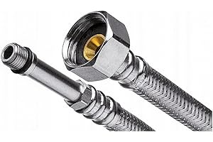 KNM TRADE Tuyau flexible 3/8 pouce x M10 rallonge – tuyau renforcé en acier inoxydable de 1200mm – raccord du tuyau au robinet - connecteur et filetage extérieur