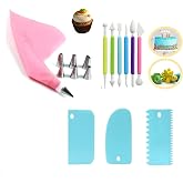 Profesyonel Pasta S&uuml;sleme Seti,18 Par&ccedil;a, Renkli Dekorasyon Marzipan Set Kalemi, Krema Sıkma Torbası, Spatula, Hamur Şekillend