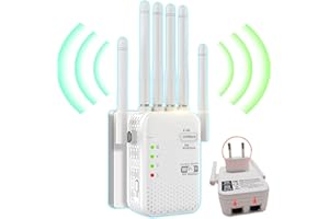Repetidor WiFi,2026 Potente Amplificador WiFi,Amplificador señal WiFi,Repetidor WiFi Largo Alcance,6 Antenas,2 Puertos LAN,Cobertura de hasta 11800Sq.para Oficinas Y hogares,R08333