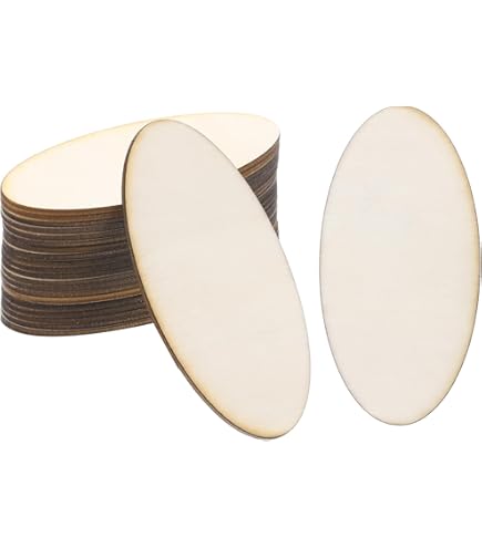 50 Fette Di Legno Ovali Grezze Per Artigianato - Decorazioni Fai Da Te, 6x3x0.2 Cm - Foto 3