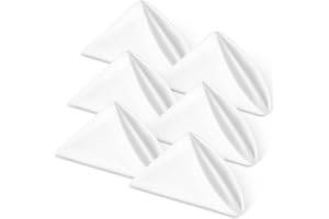 AiQInu Servilletas de Tela de Algodón, Juego de 6, Tamaño 40x40 cm, Color sólido Blanco Intenso,Lavable y Reutilizable Servilletas de Mesa para Hotel, Comida, Restaurante, Bodas, Eventos y Fiestas