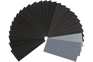 LAFEFE 30 Sheets Sandpaper Set,Wet and Dry Sand Paper 80 to 3000 Grits for Woodworking, Metal Polishing, Automotive Repair