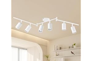 ‎GEYOULUX GeyouLux Deckenstrahler LED 6 Flammig, LED Deckenleuchte Schwenkbar, GU10 Deckenlampe Strahler Deckenspot, Modern Spot Lampe Wandstrahler Weiß für Wohnzimmer Schlafzimmer Küche (Ohne Leuchtmittel)