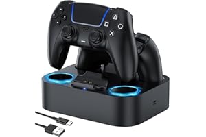 LVFAN PS5 Controller Charger Station, Fast Charging Dock with Safety Chip Protection and LED Indicator, Dual Controller Charging Station for Playstation 5 Controller (Black)