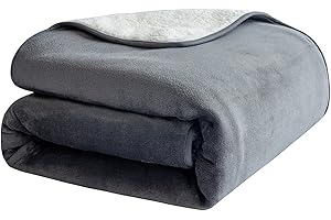 PFIMIGH Manta Impermeable para Perros, 3 Capas de Franela y Sherpa, Cobertor Reversible Protector para Cama, Sofá y Sillón, Gris, 203x230cm