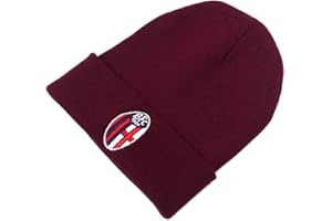 Perseo Trade srl Berretto Invernale Cuffia Squadra Calcio Bologna FC Logo - Ufficiale - Bordeaux - 100% Acrilico - Ricamato