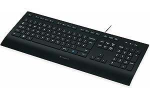 ‎LOGITECH Logitech K280e Pro Kabelgebundene Business Tastatur für Windows, Linux und Chrome, USB-Anschluss, Handballenauflage, Spritzwassergeschützt, PC/Laptop, Deutsches QWERTZ-Layout - Schwarz