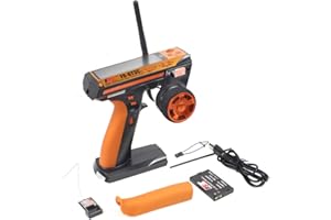 QWINOUT Flysky FS-GT3C 2.4G 3CH Controller Built-in Gyro Transmitter with Receiver for RC Car Boat (Orange)