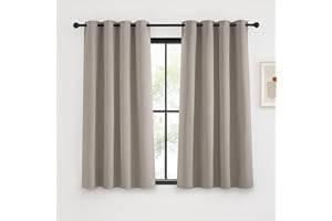 KGORGE Ösen Gardinen Blickdicht Thermo Vorhänge gegen Hitze 2er Set 135 x 140 cm(HxB) Verdunkelungsvorhang Ösen Wohnzimmer Vorhänge Blickdicht Kurz, Sandfarben