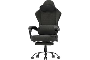 TRIUMPHKEY Tessuto Sedia da Gaming da Ufficio,Sedia Gaming Con Supporto Lombare,Poltrona Gaming Con Poggiatesta, Ergonomica Sedia, Con Poggiapiedi,Girevole a 360 Gradi(Grigio Scuro)