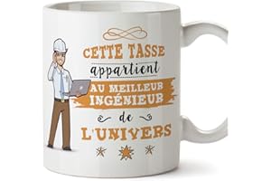 Mugffins Ingénieur Tasses Originales de café et Petit-déjeuner à Donner Travailleurs Professionnels - Cette Tasse Appartient au Meilleur Ingénieur de l'univers - Céramique 350 ML