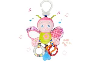 Kulveanju Bebe Juguetes 6-12 Meses, Juguete Cuna Bebe, Actividades Bebe Carrito Juguetes Colgantes con Espejo, Sensoriales 0-6 Meses Regalos para Bebes, Juguetes de Asiento de Coche de Bebé, Mariposa