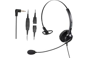 Mairdi Telefon Headset mit 2 5mm Klinke, Mono CallCenter Festnetztelefone Kopfhörer mit Mikrofon Noise Cancelling für Panasonic Cisco SPA Siemens Gigaset Grandstream Polycom DECT Schnurlostelefon