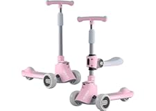 RovyFota 3-in-1 Kick Scooter, Upgraded Adjustable Height Handlebars and Removable Seat, 3 LED Music Lighted Wheels and Anti-S