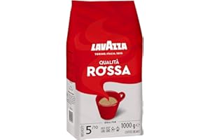 ‎LAVAZZA Lavazza, Qualità Rossa, Arabica & Robusta Kaffeebohnen, mit Aromanoten von Schokolade und Trockenfrüchten, Intensität 5/10, Mittlere Röstung, 1 Kg