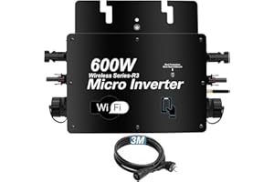 BENNTOP Micro Onduleur Solaire 600W Photovoltaïque de Balcon Entrée DC 30-60V Plug & Play Onduleur de Grille MPPT à 99,8%,Surveillance WiFi pour Téléphones Mobiles, Adapté pour aux toits