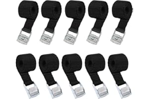 Luabue 10 Pièces Sangles d'Arrimage 40CM Sangle à Cliquet Sangle Moto Remorque Sangle de Serrage Charge pour Moto, Porte-vélos, Bagages, Planches de Surf, Camping