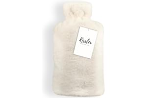 Rissler - Borsa Acqua Calda Peluche 2L con Fodera Super Morbida - Boule Acqua Calda en Gomma, nostra borse acqua calda Adattarsi per il Sollievo il dolor, Scaldaletto (Bianco)