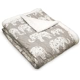Lush Decor Fil Ge&ccedil;it T&ouml;reni Bulanık Tersinir Sherpa Battaniye, 152 cm x 127 cm, Gri ve Beyaz