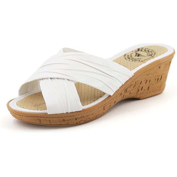 Sandales Compensées Femme - Confort Anatonomique | Fabriqué En Italie | Pour Plage, Maison Et Détente