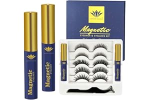 EMPEROR PEACOCK Magnetic Eyelashes Set 5 Pairs with 2 x Waterproof Magnetic Eyeliner Set for Natural Look Reusable Easy to Set Comfortable Lashes with Tweezers Made with Mink Fur For Weeding Parties and Daily Uses