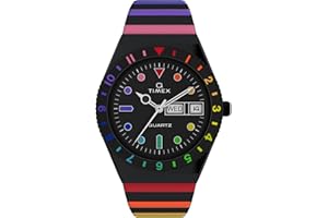 Timex Q zegarek damski 36 mm – czarny pasek ze stali nierdzewnej, czarna tarcza, koperta w kolorze czarnym, TW2V65900