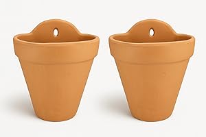 FRANCACOR Pack 2 Maceta Colgante Maceta Colgar Pared Barro Natural 18 cms Pack DE 2 Unidades