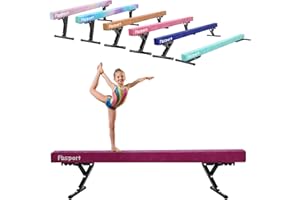 FBSPORT Trave ginnastica artistica per casa regolabile 244CM, trave di equilibrio ginnastica ad alto e basso livello Fascia da pavimento Altamente stabile per bambini 5 altezza regolabiletrave ginnastica